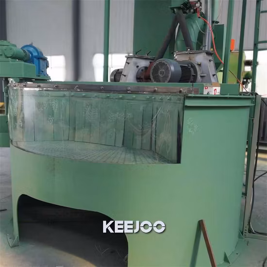 Máquina de jateamento de mesa rotativa dupla 1350*560 mm para limpeza de forjados fundidos